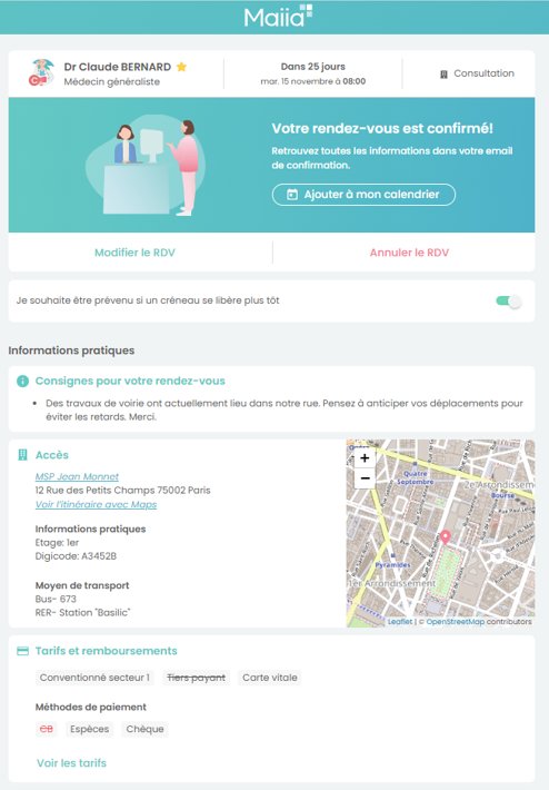 Modifier ou annuler mon rendez-vous – Maiia - Guide